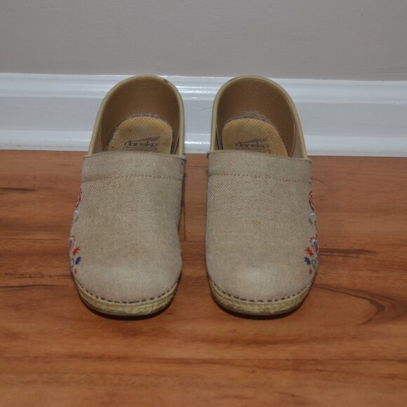 Dansko Vegan Jute Pro Linen Embroidered Clogs Size 39 Natural Burlap Sz 8.5-9 - Picture 2 of 9
